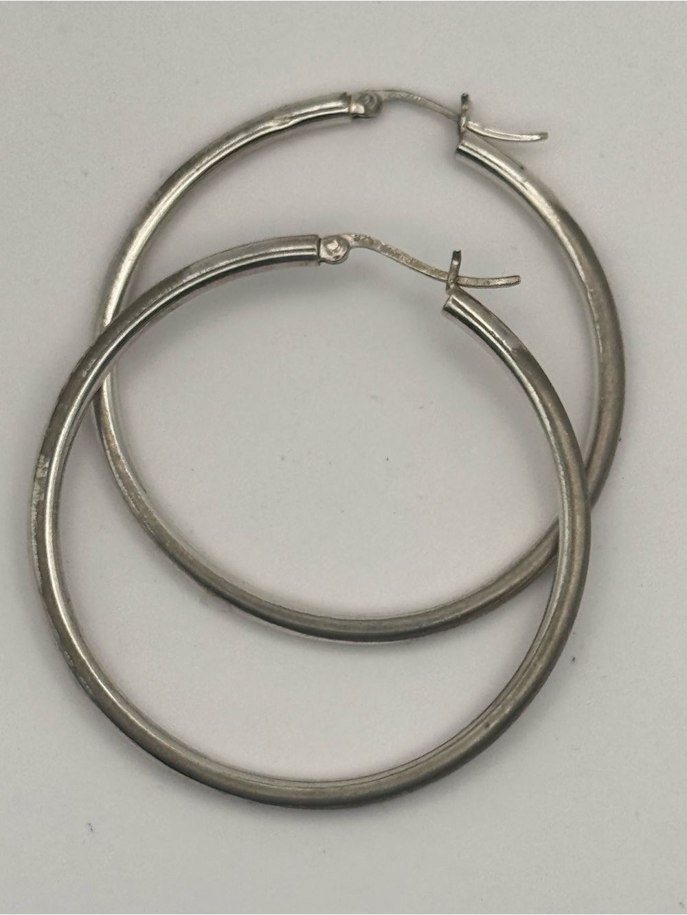 Sterling Silver 925 Hoop Earrings Latch Closure 2” Boho - Picture 2 of 7